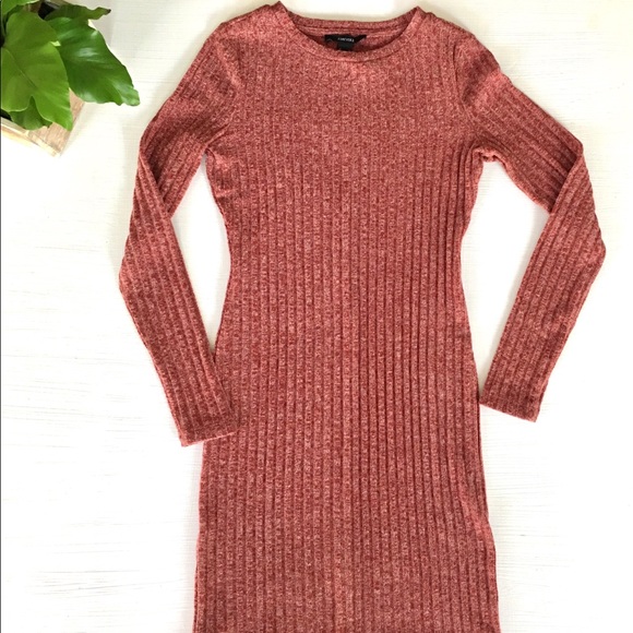 Light Red Ribbed Bodycon Dress - Picture 1 of 3